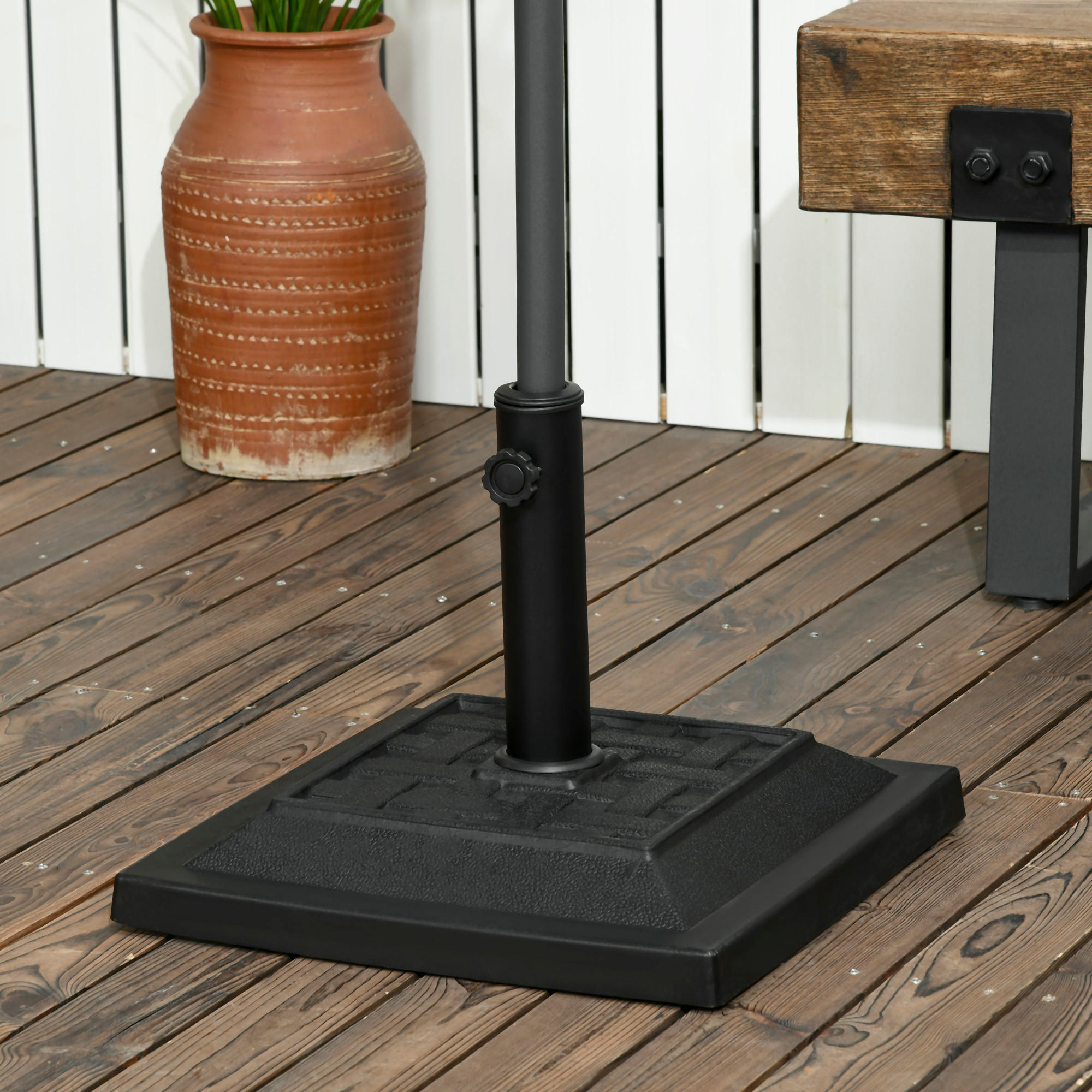 SCHIRMFUSS für Ø32/38/48 mm Stangen, Schirmständer für Garten, Balkon, Kunstharz, Schwarz 44 x 44 x 33 cm - Schwarz, Kunststoff (44/44cm) - Outsunny