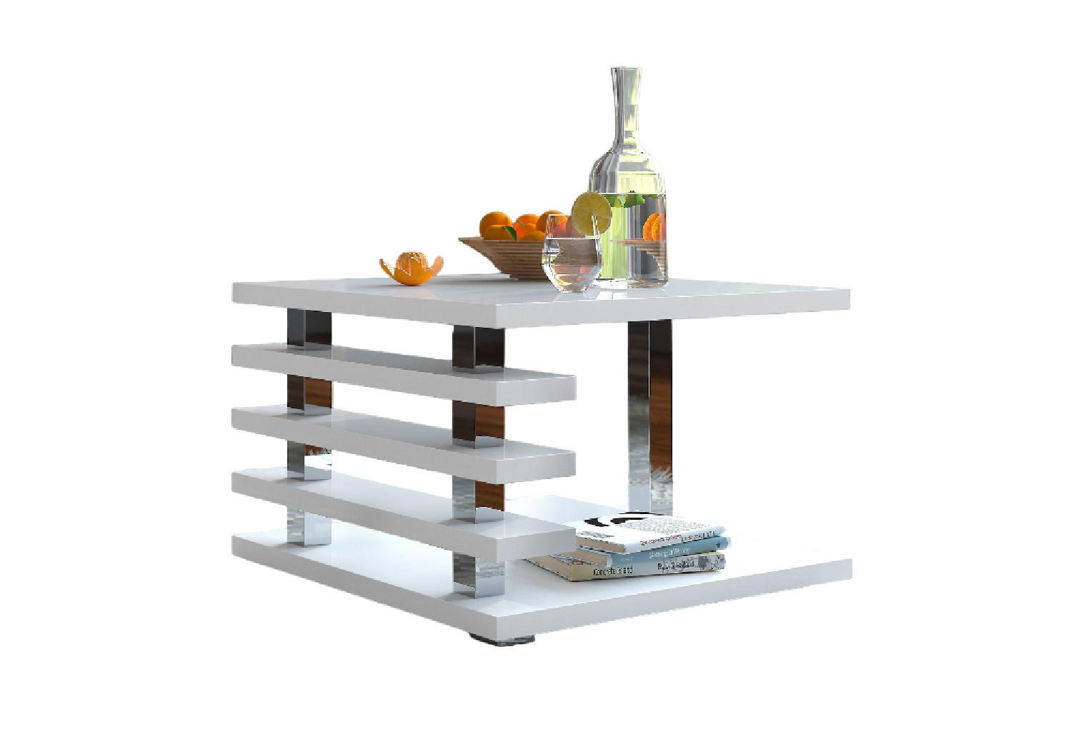 COUCHTISCH quadratisch Weiß Hochglanz - Weiß Hochglanz, Holzwerkstoff (60/60/40cm) - designimpex