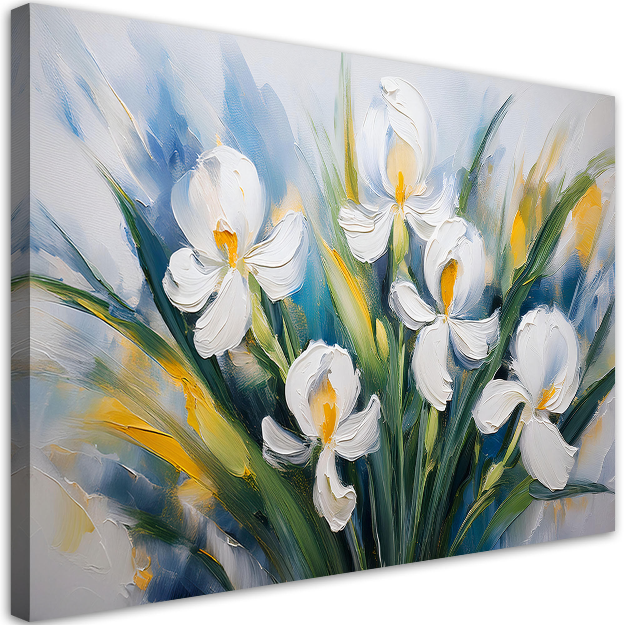 WANDBILD bemalte weiße iris blumen - Weiß, Textil (60/40cm) - Feeby