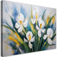 WANDBILD bemalte weiße iris blumen - Weiß, Textil (60/40cm) - Feeby