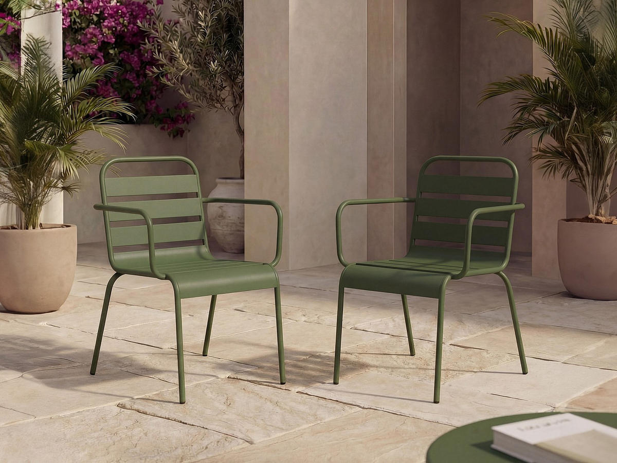 GARTENSTUHL - 56 cmcm x 59 cmcm - Metall - Khaki - MIRMANDE - Schlammfarben, Metall (56/79/59cm) - Vente-Unique