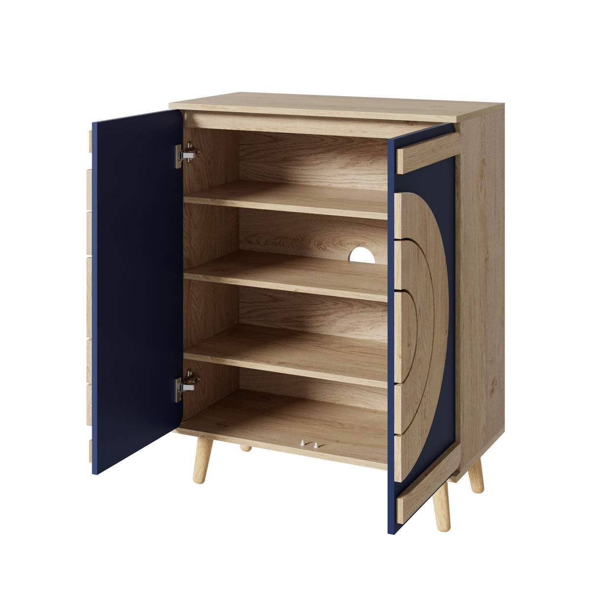 SCHUHSCHRANK aus Spanplatte 76x37x98,5cm in Blau mit Türen - Blau, Holzwerkstoff (76/98.5/37cm) - Modfu