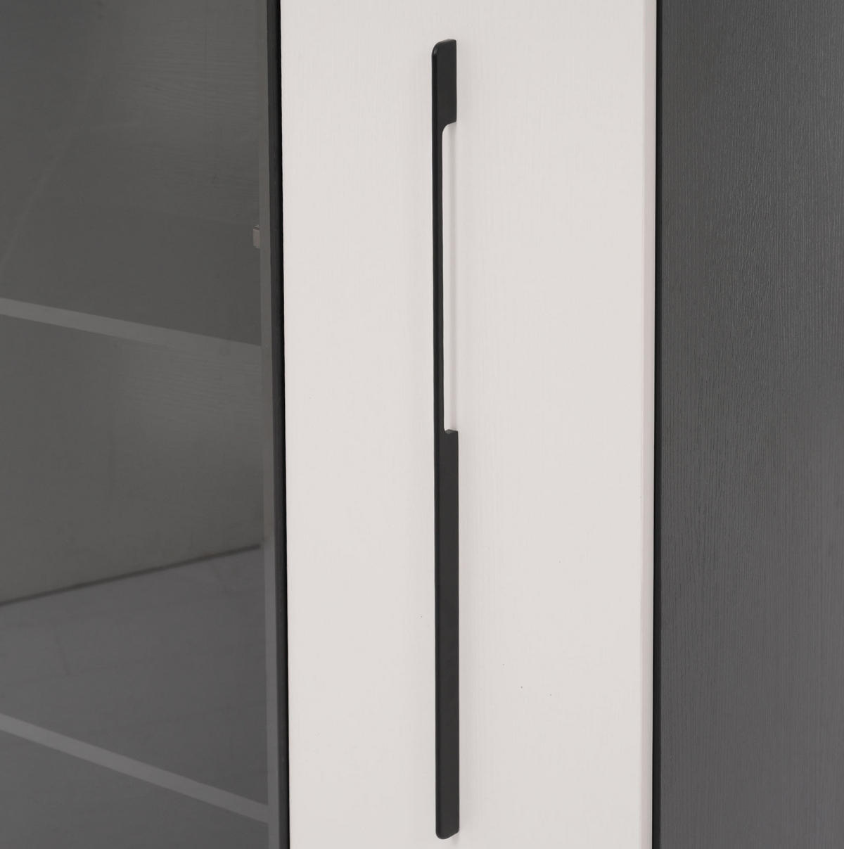 VITRINE 70/40/160 cm aus MDF mit LED-Beleuchtung und seitlichem Auszug Schwarz/Weiß - Schwarz, Holzwerkstoff (70/160/40cm) - Modenvie