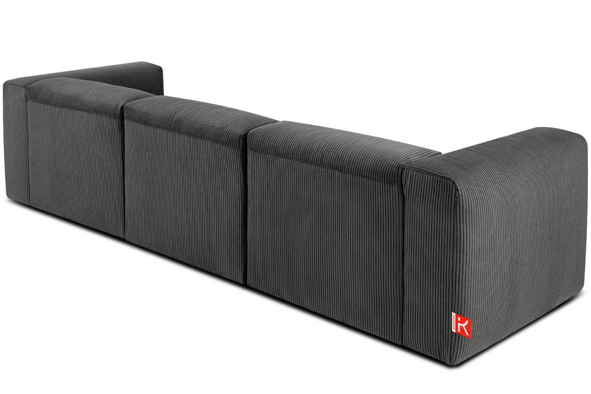 3-SITZER-MODULSOFA BUFFO mit extrem weicher und bequemer Sitzfläche, Kordstoff, grau - Grau, Textil (290/73/96cm) - KONSIMO®
