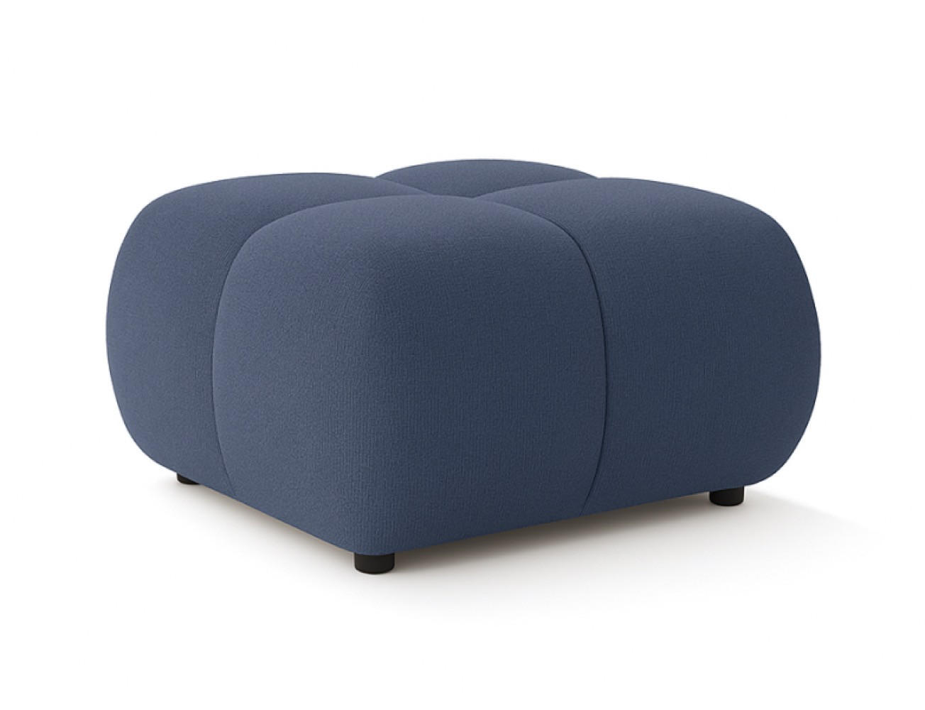 POUF Blau Mila Mit Steppungen Auf Schwarzen Niedrigen Beinen - Dunkelblau, Textil (72/43.5/72cm) - Sepro Meble