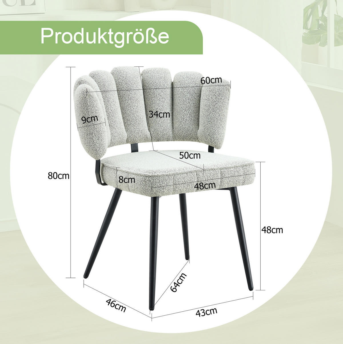 STUHL 2er-Set mit Samtbezug Hellgrau Schwarz - Schwarz, Metall (48/80/60cm) - Meubliv