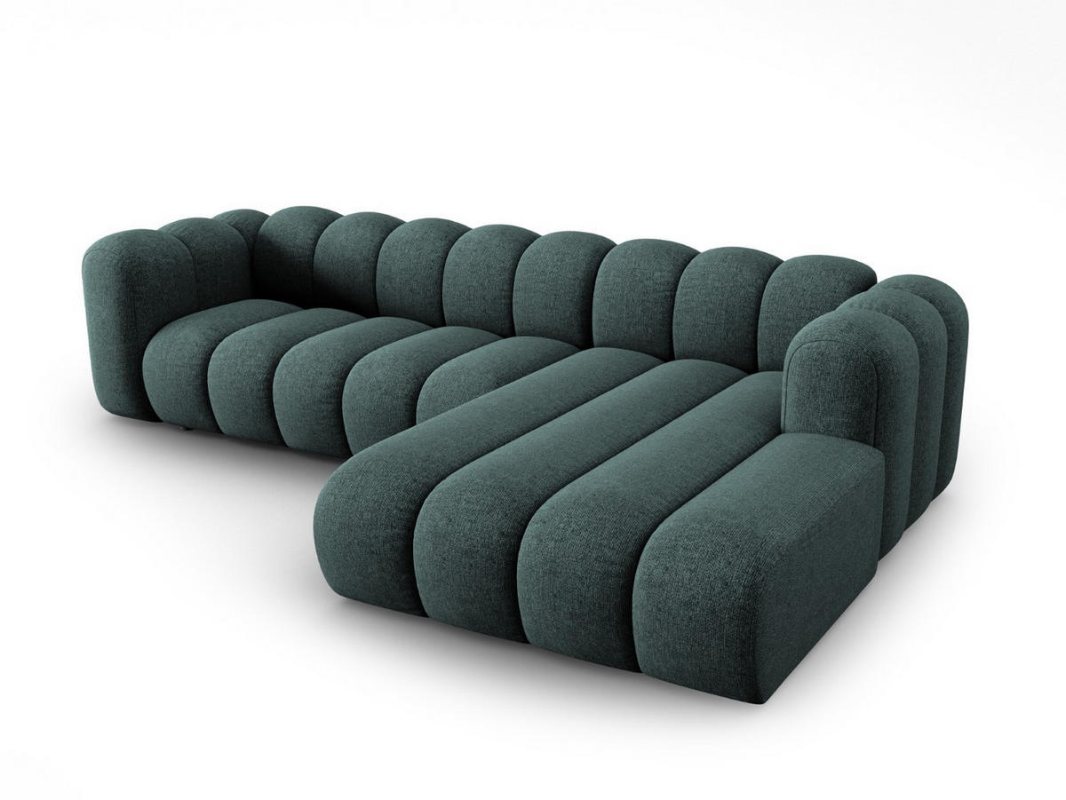 ECKSOFA modular rechts Lupine aus Chenille-Stoff petrol 4 Sitzplätze - Petrol, Textil (177/290cm) - Micadoni