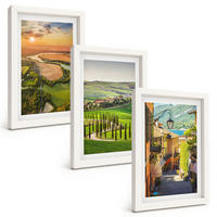 BILDER SET 3er Set - 20x30 cm Weißer Rahmen - Italienische Landschaften, Flussstraße - Weiß, Kunststoff (20/30cm) - TULUP