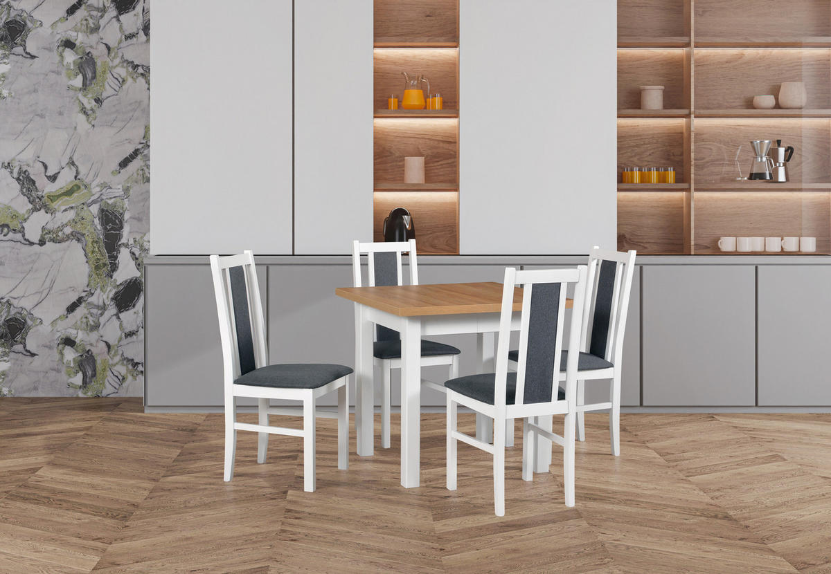 ESSTISCH Max 8, 80-160/80cm, wotan - Eiche Wotan, Holz (80/80/76cm) - Leaf Design
