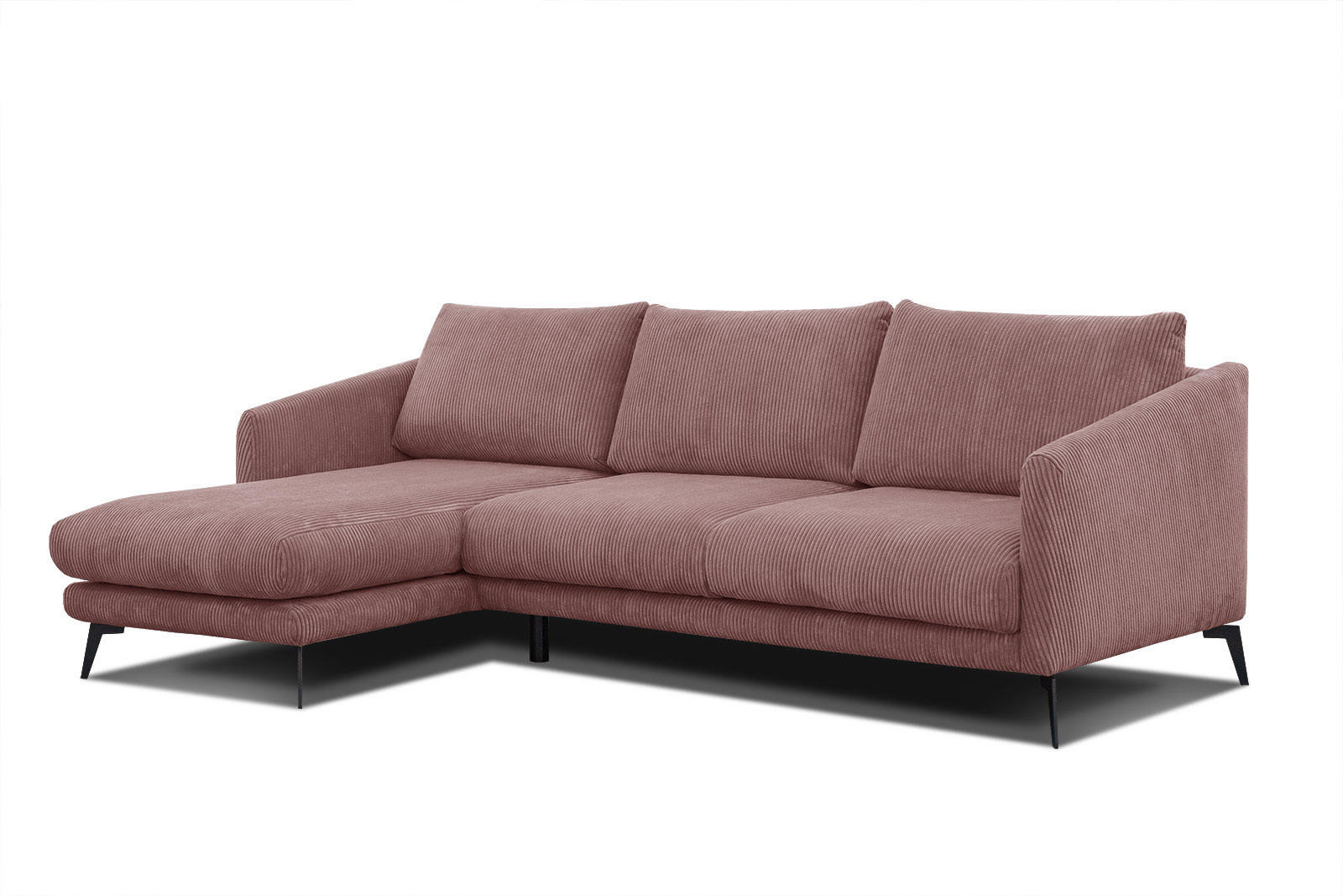 ECKSOFA VILT 4-Sitzer, altrosa - Schwarz/Altrosa, Holzwerkstoff/Textil (156/255cm) - Courtois Laville