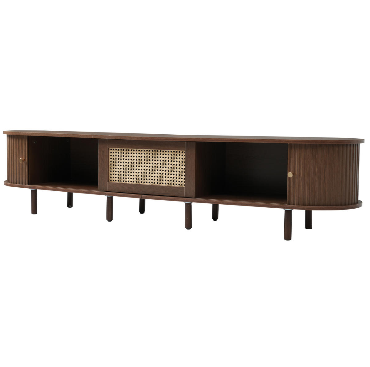 TV-ELEMENT mit Schublade und 2 Schiebetüren 180 x 40 cm MDF dunkle Walnussfarbe - Braun, Holzwerkstoff (40/40/180cm) - Beauniv