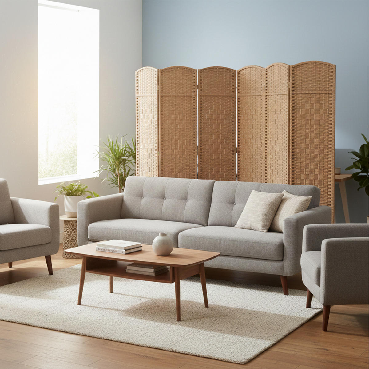 OBRAZOVKA - svetlohnedá, drevo/papier (240/170/2cm) - Relaxdays