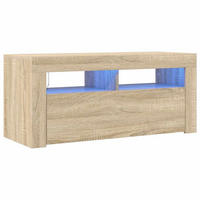 LOWBOARD mit Led-Leuchten 90/35/40 cm aus Holzwerkstoff in Sonoma-Eiche Dekor - Sonoma Eiche, Holz (90/40/35cm) - vidaXL