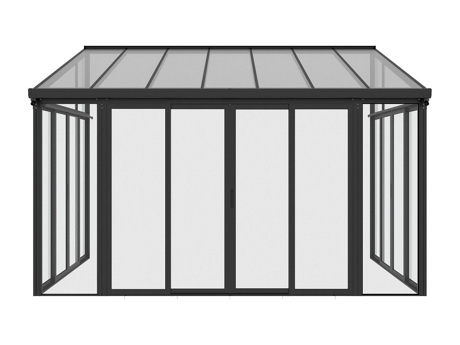 SELBSTTRAGENDE Pergola - 426cm x 277cm - Polycarbonat - anthrazitgrau - MATHILDA - Anthrazit, Kunststoff (426/224/277cm) - Vente-Unique