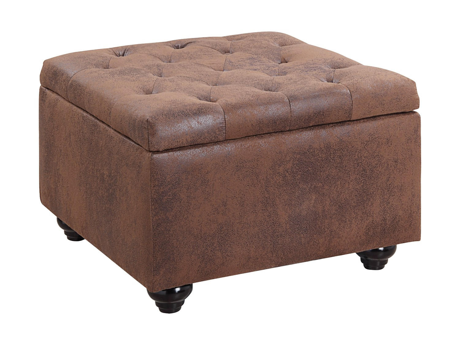 SITZHOCKER mit Staukasten - Microfaser - Braun - LOMAI - Braun, Textil (61/44/61cm) - Vente-Unique