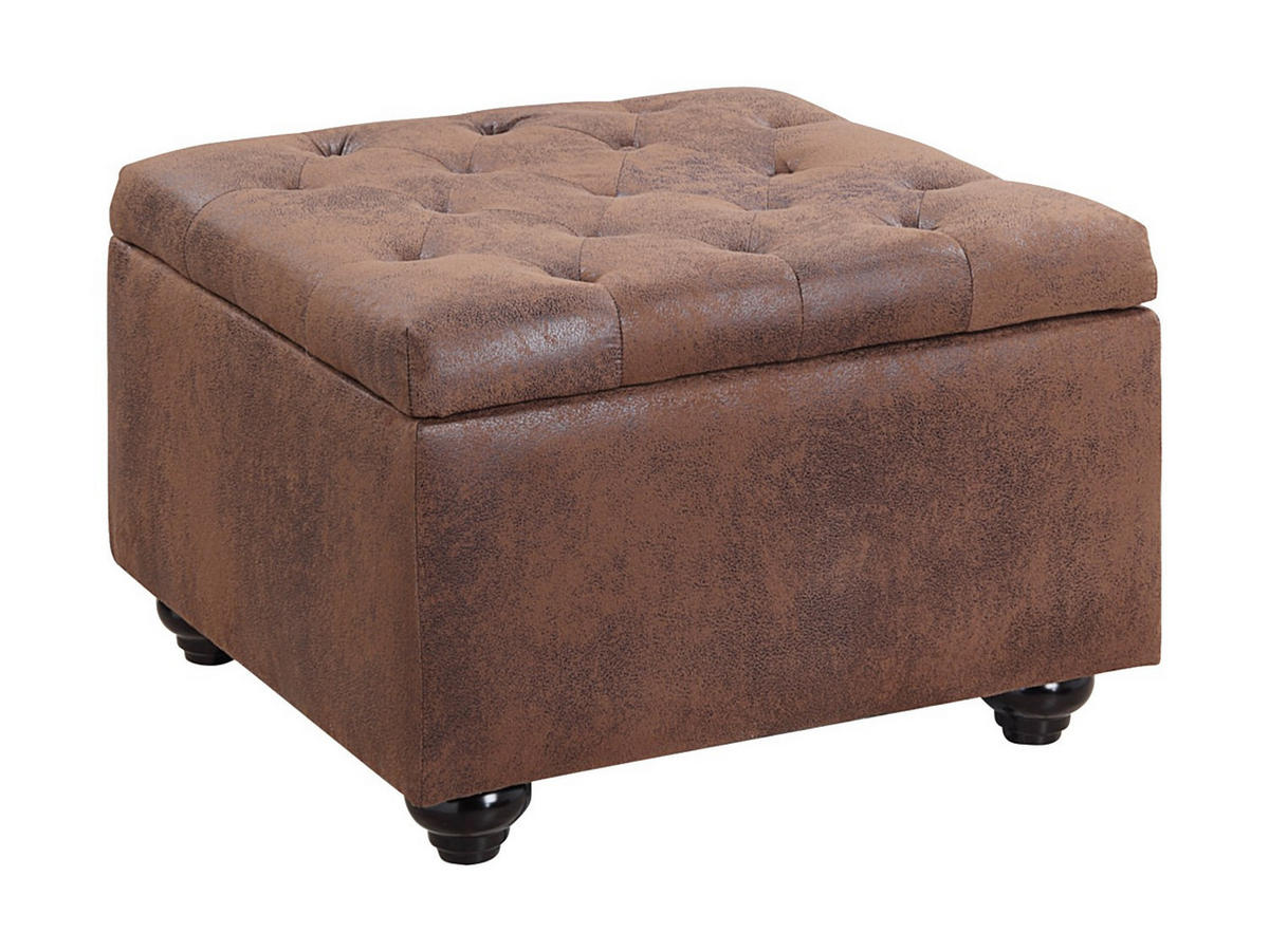 SITZHOCKER mit Staukasten - Microfaser - Braun - LOMAI - Braun, Textil (61/44/61cm) - Vente-Unique