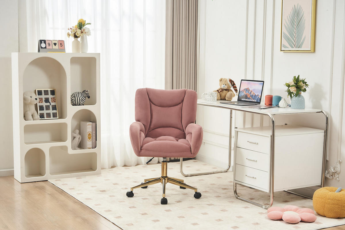 BÜROSTUHL Rosa Höhenverstellbar - Pink, Metall (64/92.5/62cm) - PANGIVO