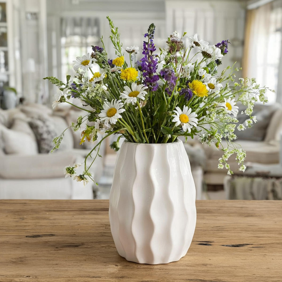 VASE Wavis 25x15cm - Weiß, Stein (25cm) - home&you