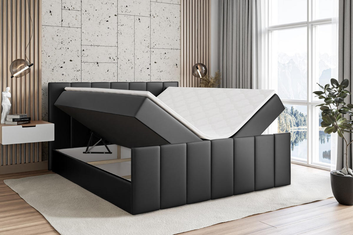BOXBETT MOETI-Z - 120x200 cm - H4 - Schwarz Hochglanz - Schwarz Hochglanz, Holzwerkstoff (120/200cm) - ALTDECOR