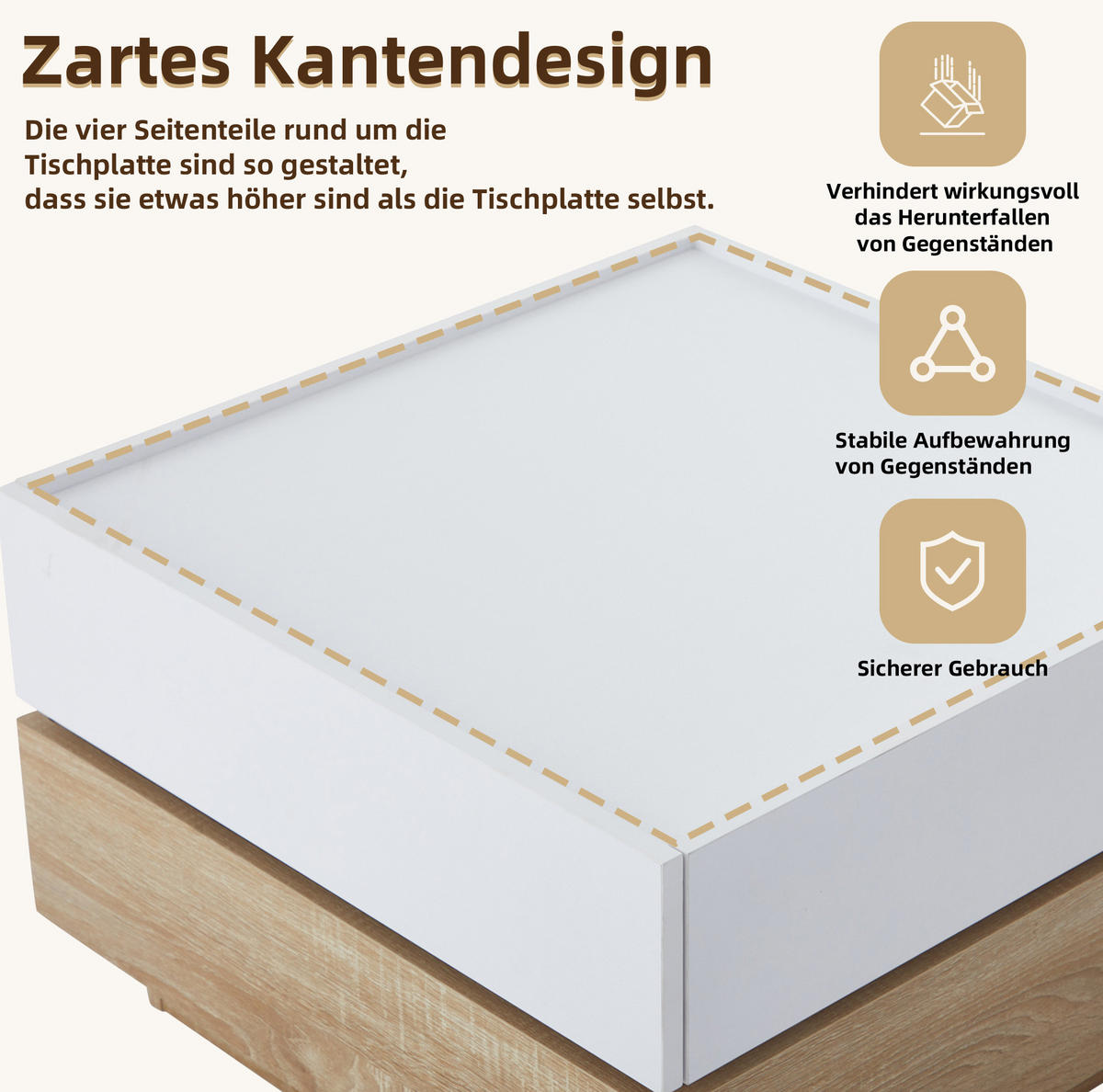 COUCHTISCH aus Spanplatte 60x60x38 cm in Weiß mit 360° Drehfunktion - Weiß, Holzwerkstoff (60/60/38cm) - Modfu