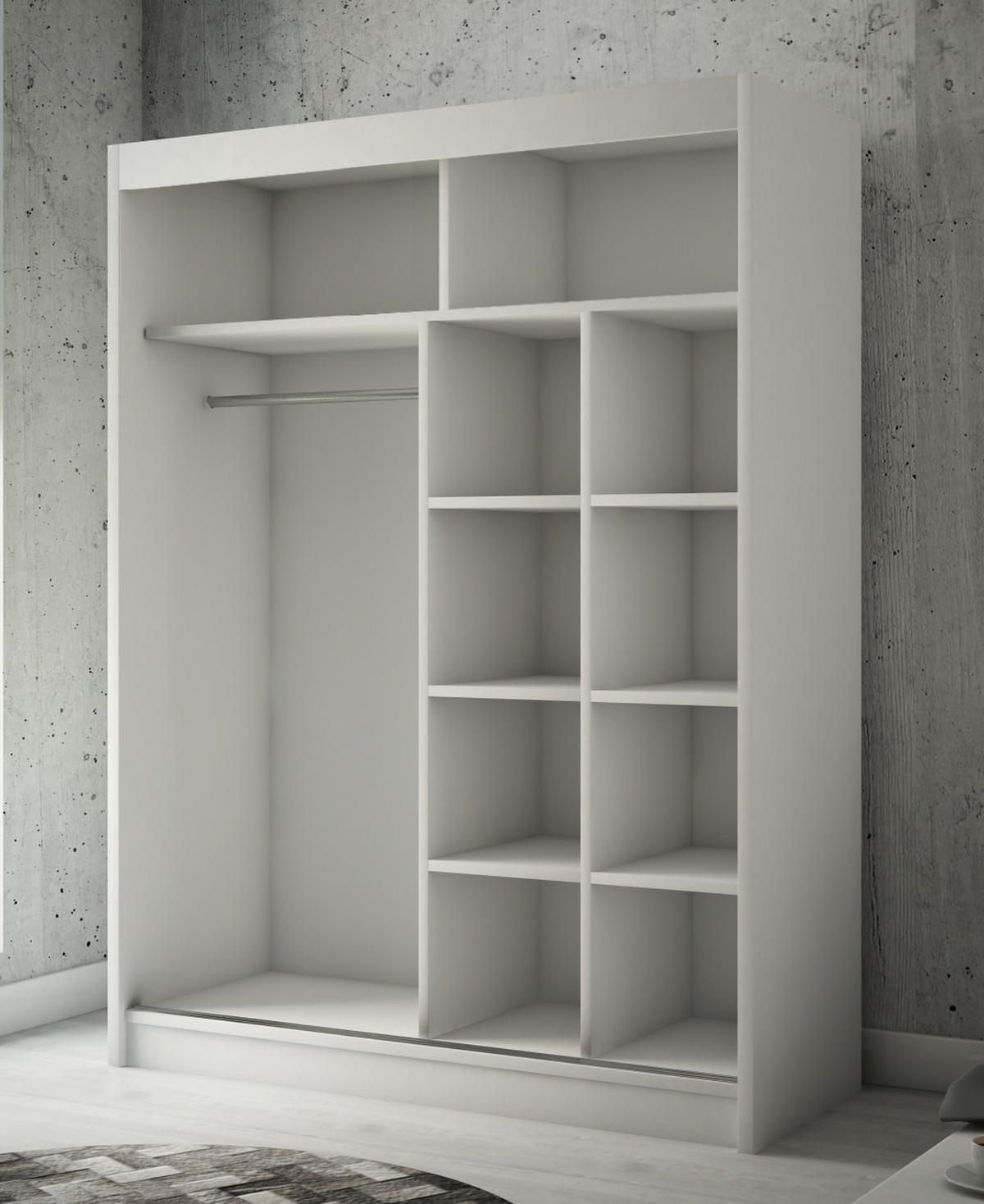 SCHWEBETÜRENSCHRANK Saturn 150 cm 2-türig, weiß - Weiß, Kunststoff (150/215/61cm) - Margaret Hadas24