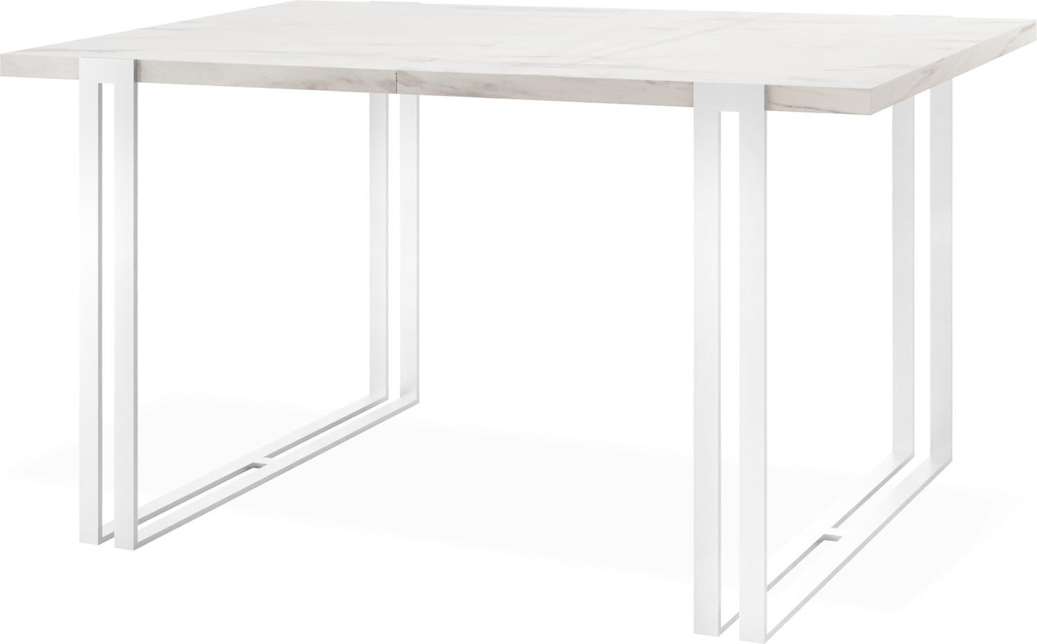 ESSTISCH Lilo rechteckig ausziehbar, Marmor Weiß 160-260/90/76 cm - Ecru/Weiß, Holzwerkstoff/Metall (160/90/76cm) - WFL GROUP