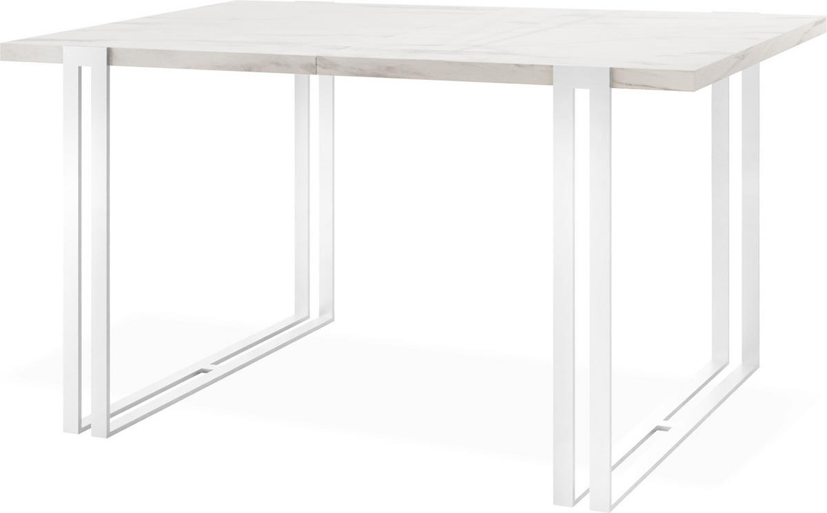 ESSTISCH Lilo rechteckig ausziehbar, Marmor Weiß 160-260/90/76 cm - Ecru/Weiß, Holzwerkstoff/Metall (160/90/76cm) - WFL GROUP