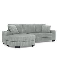 ECKSOFA 256,5/133,5/89 cm grau aus Corduroy mit wechselbarem Hocker - Grau, Kunststoff (133.5/256.5cm) - OKWISH