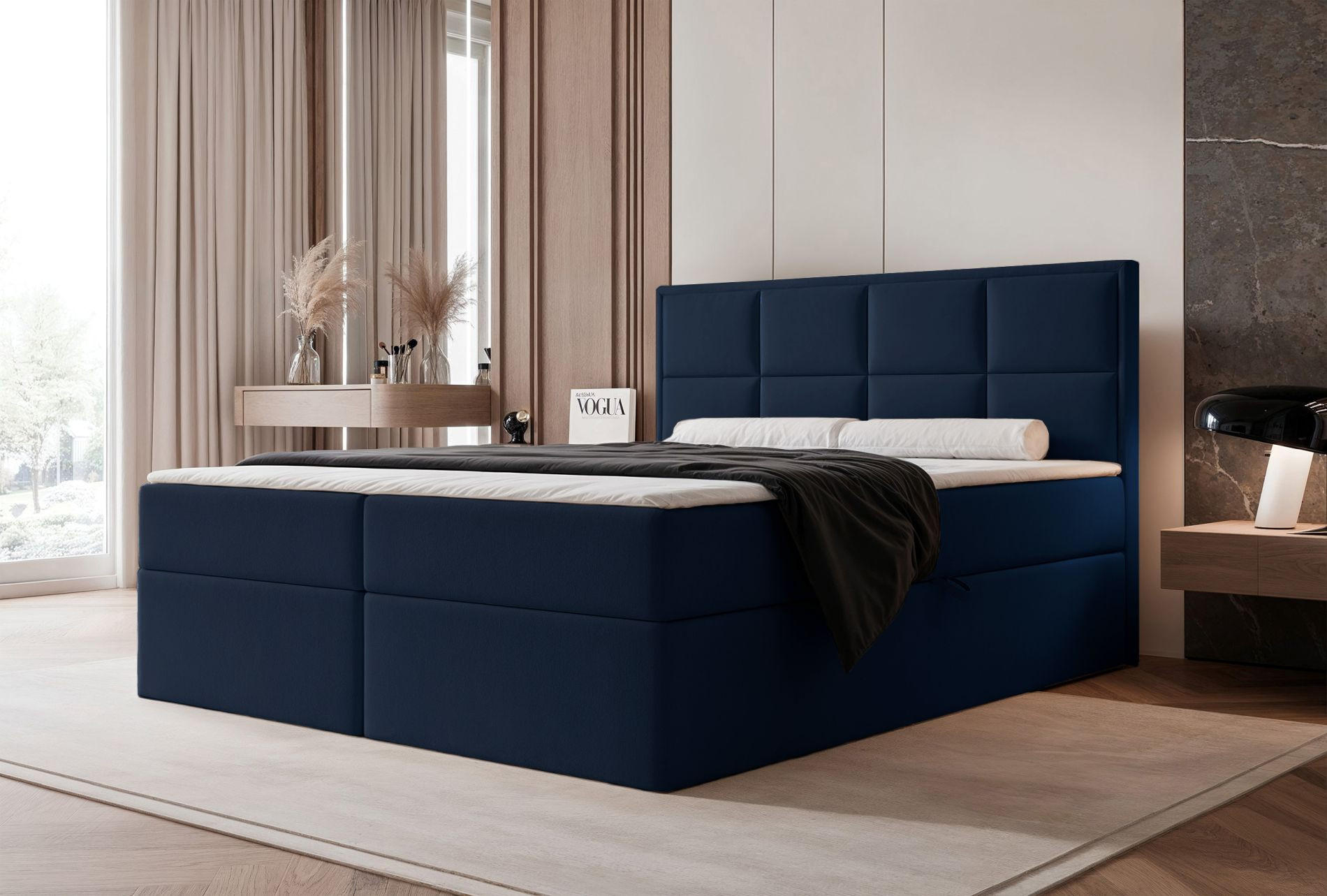 BOXBETT Silensio Marineblau Samt 140x200 cm - Dunkelblau, Textil (140/200cm) - Selsey