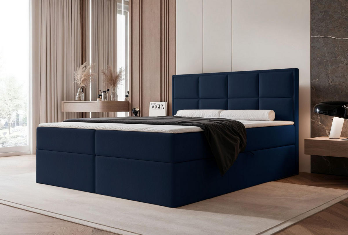 BOXBETT Silensio Marineblau Samt 160x200 cm - Dunkelblau, Textil (160/200cm) - Selsey