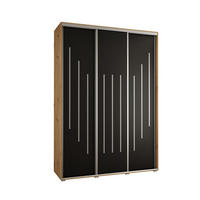 SCHWEBETÜRENSCHRANK 235,2/180/60 3-türig - Silberfarben/Schwarz, Holz/Metall (180/235/60cm) - Abiks Möbel