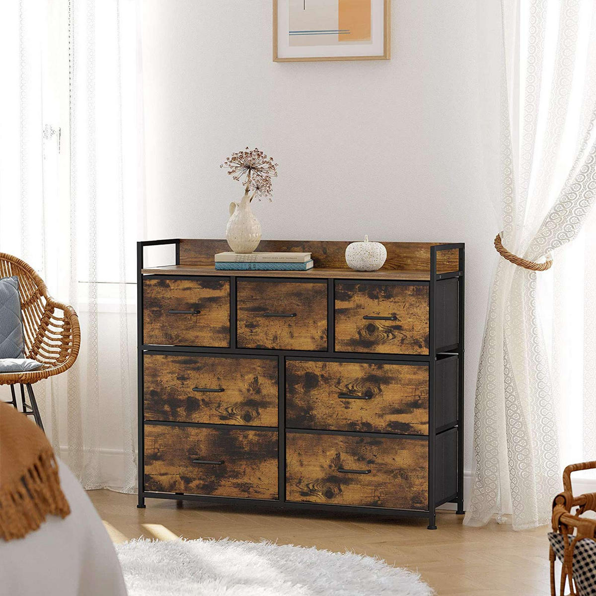 KOMMODE SCHRANK - Braun, Holzwerkstoff (28.5/85/98cm) - Hansiro