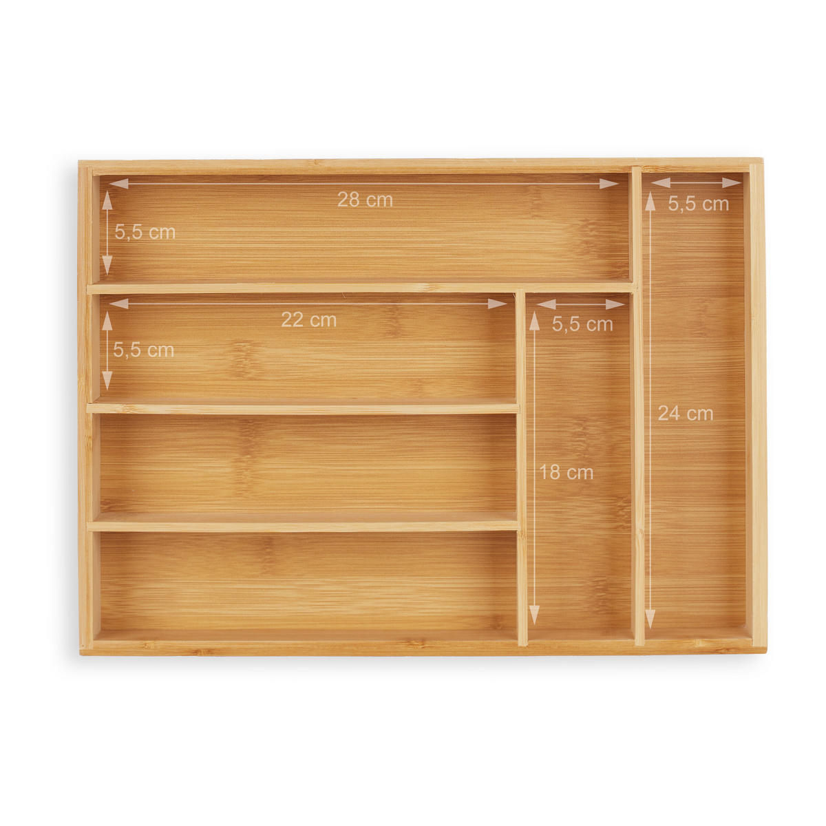 BESTECKKASTEN Bambus - Hellbraun, Holz (25.5/5/35.5cm) - Relaxdays