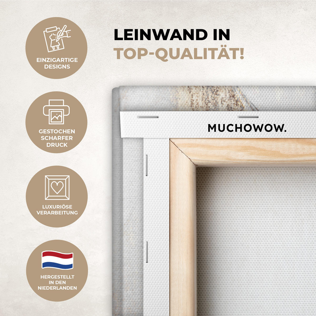 LEINWANDBILD Luxus - Abstrakt - Gold - Weiß 90x90 cm - Goldfarben, Textil (90/90cm) - MuchoWow