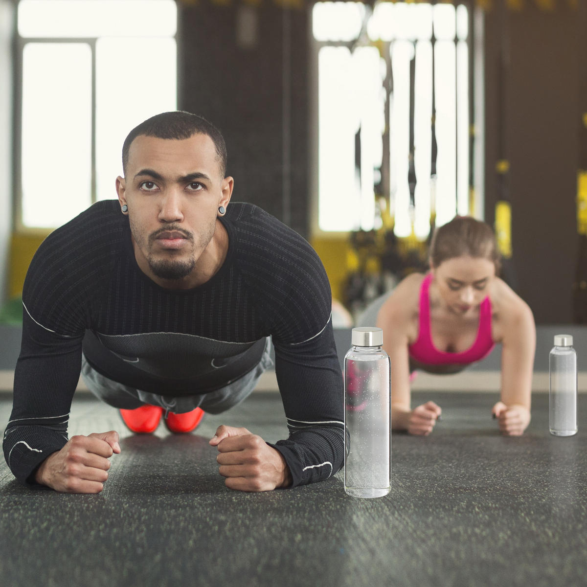 4xTRINKFLASCHE - Multicolor, Glas/Kunststoff (0.5L) - Relaxdays