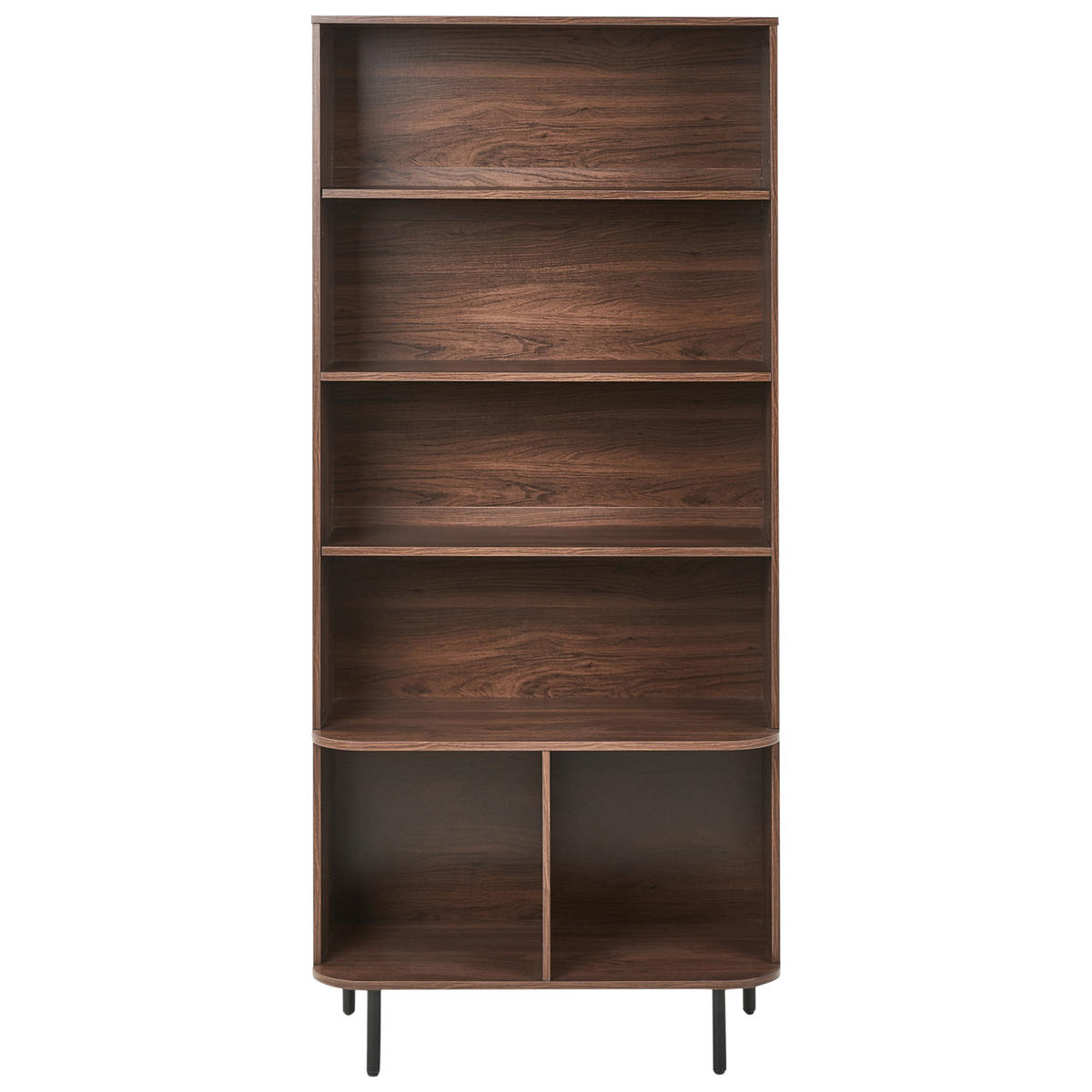 BIBLIOTECĂ cu 6 niveluri 180 cm maro închisă Bradley - maro închis, compozit lemnos (80/180/40cm) - Beliani