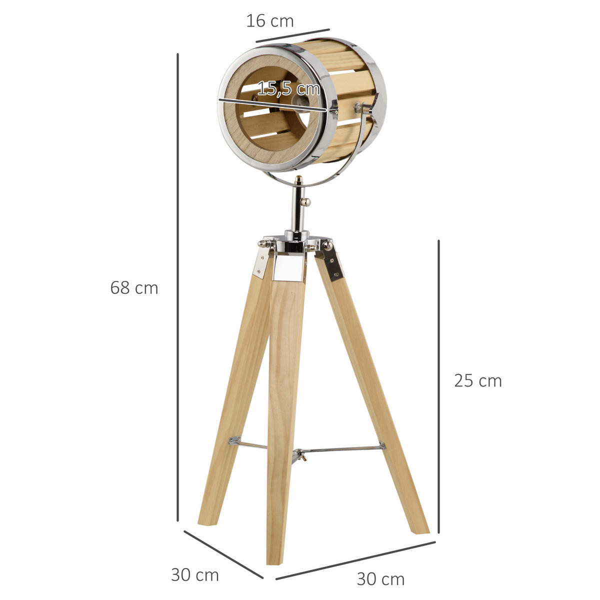 TISCHLEUCHTE, Tischlampe, Stahl, Natur - Multicolor, Metall (30/30/68cm) - HOMCOM