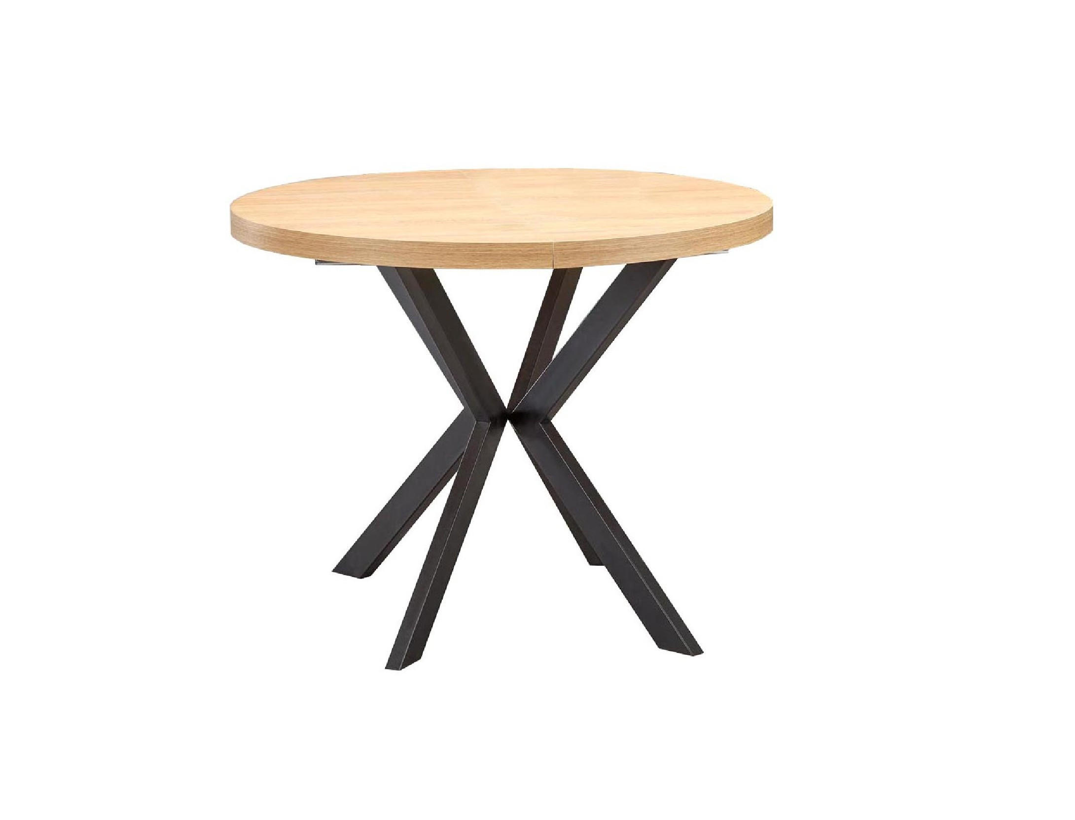 ESSTISCH rund ausziehabar Eiche Gold - Schwarz 100x75 cm - Eichefarben/Schwarz, Holzwerkstoff (100/100/75cm) - designimpex