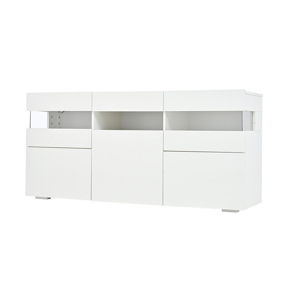 SIDEBOARD 140x40.5x66.5cm mit LED-Lichtleiste,Weiß - Weiß, Holzwerkstoff (40.5/66.5/140cm) - KOMHTOM