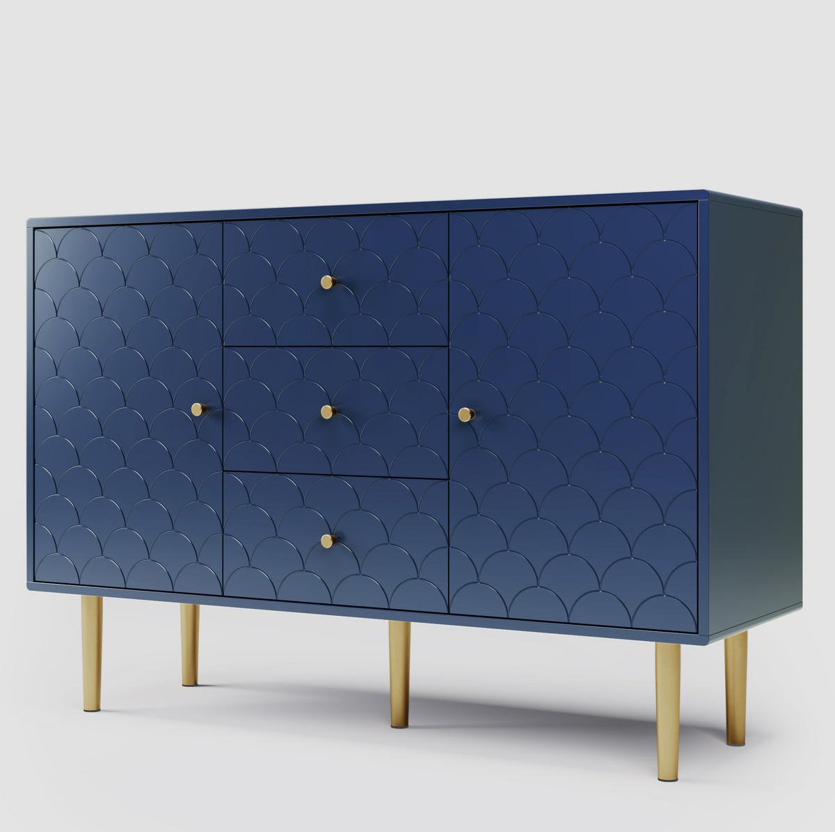 KOMMODE mit 2 Türen und 3 Schubladen 120 x 40 x 83 cm Marineblau - Blau, Metall (40/83/120cm) - Meubliv