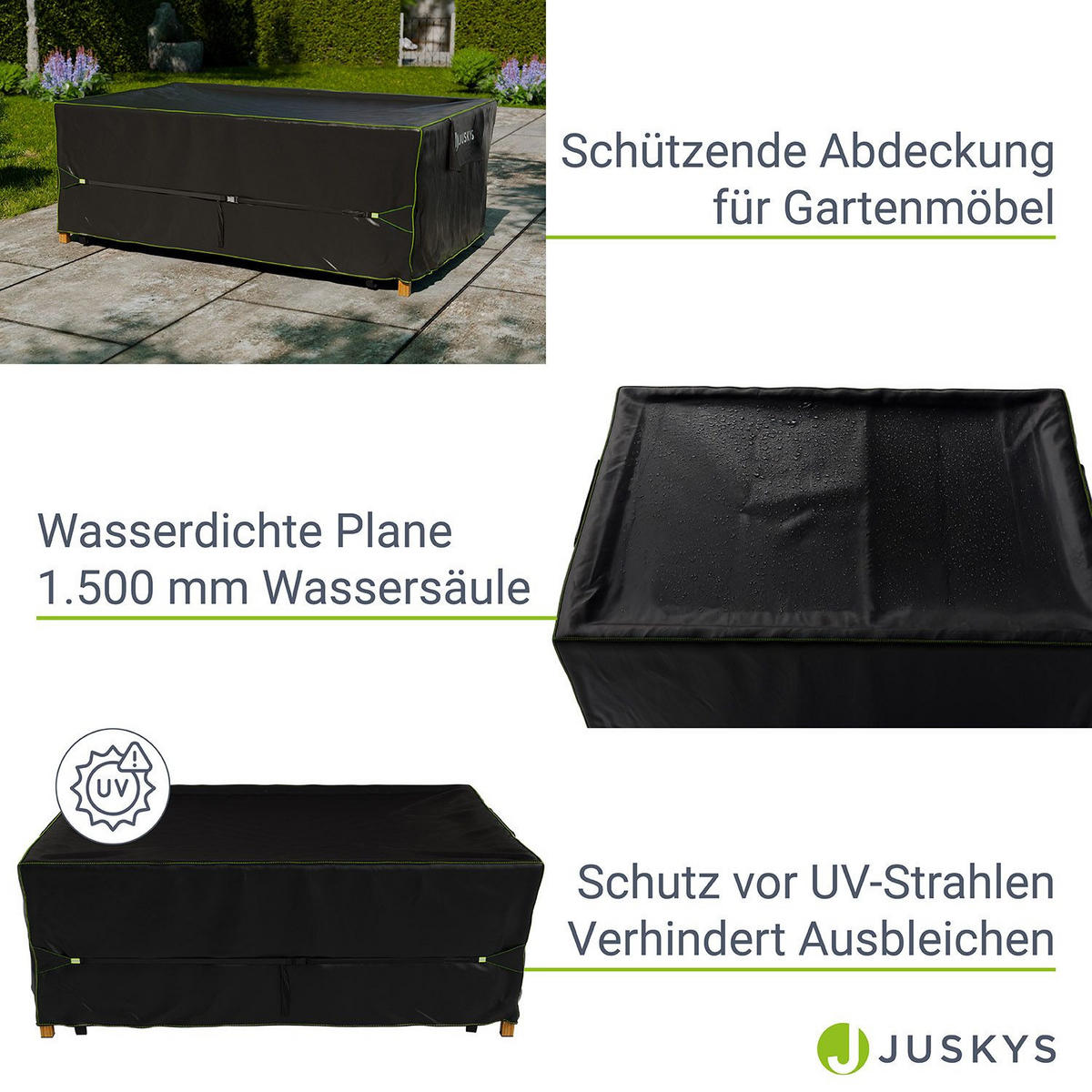 GARTENMÖBELABDECKUNG CoverSafe Pro schwarz - Schwarz, Kunststoff (140/75/220cm) - Juskys