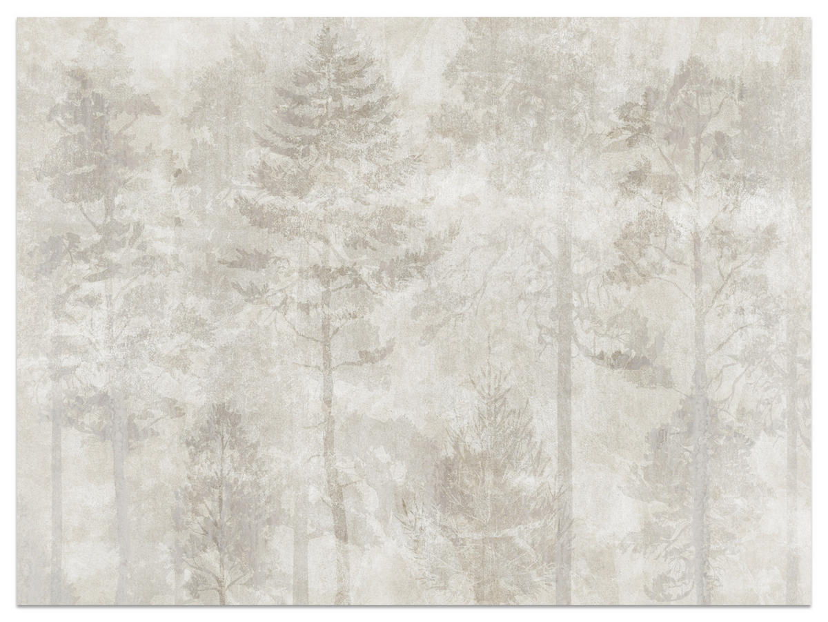 FOTOTAPETA Pre Obývaciu Izbu Boho Abstrakcia Les Stromy Betón Vintage 500 x 350 cm - béžová, papier (500/350cm) - Muralo