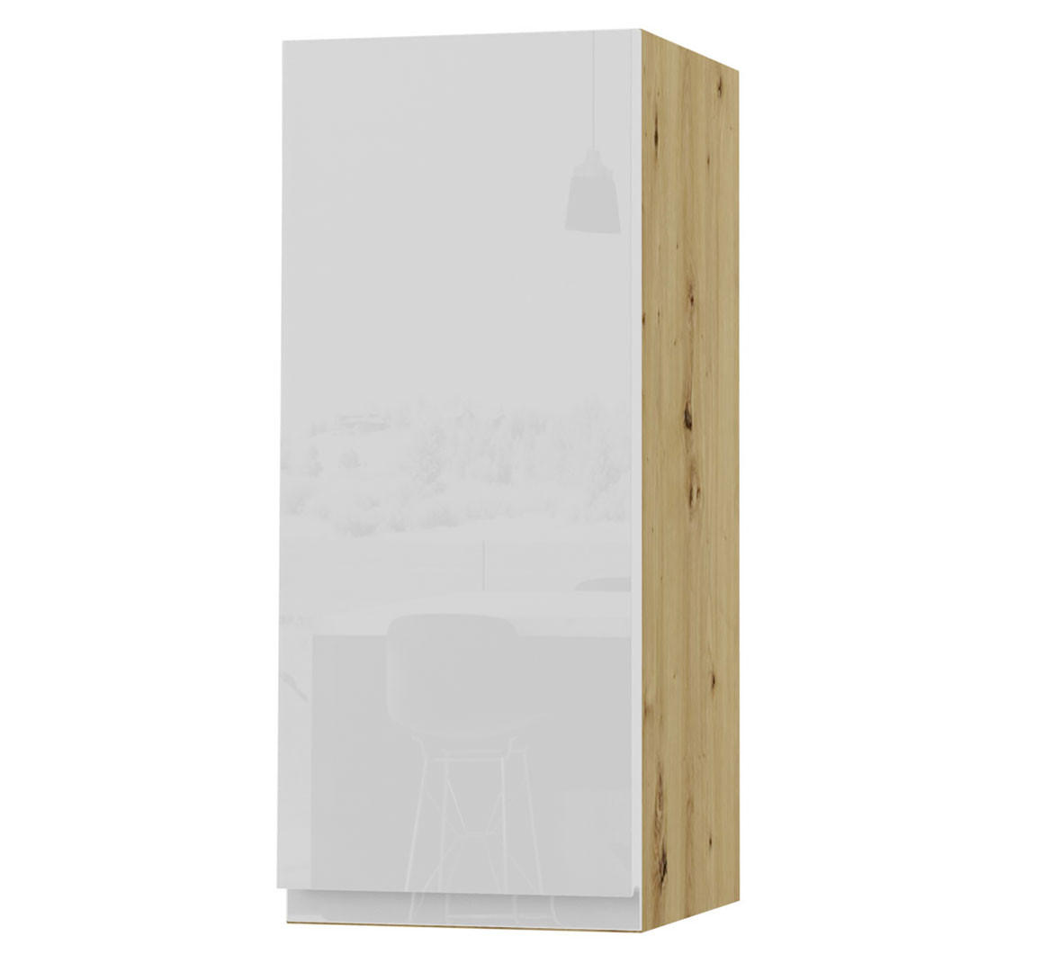 HÄNGESCHRANK Florence W2/30 Eiche Artisan / RAL 9003 signalweiß HG 30 / 32,5 / 72cm - Türanschlag links - Weiß Hochglanz/Eiche Artisan, Holz/Holzwerkstoff (30/72/32.5cm) - Feldmann-Wohnen