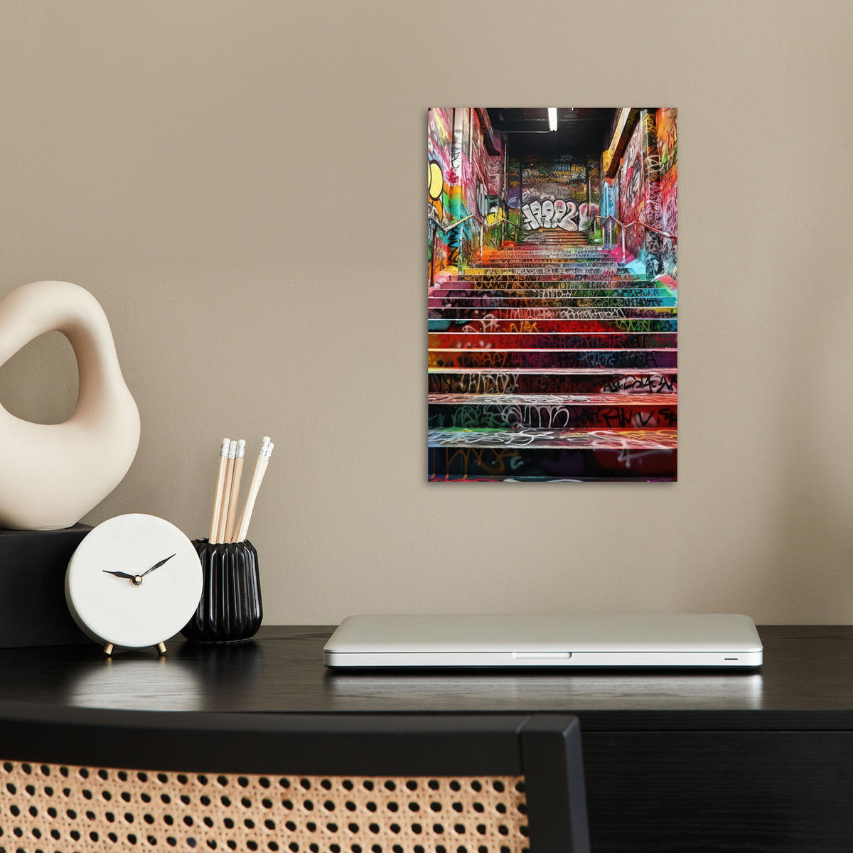 POSTER Treppe - Graffiti - Farben - Kunst 20x30 cm - Multicolor, Papier (20/30/0.1cm) - MuchoWow