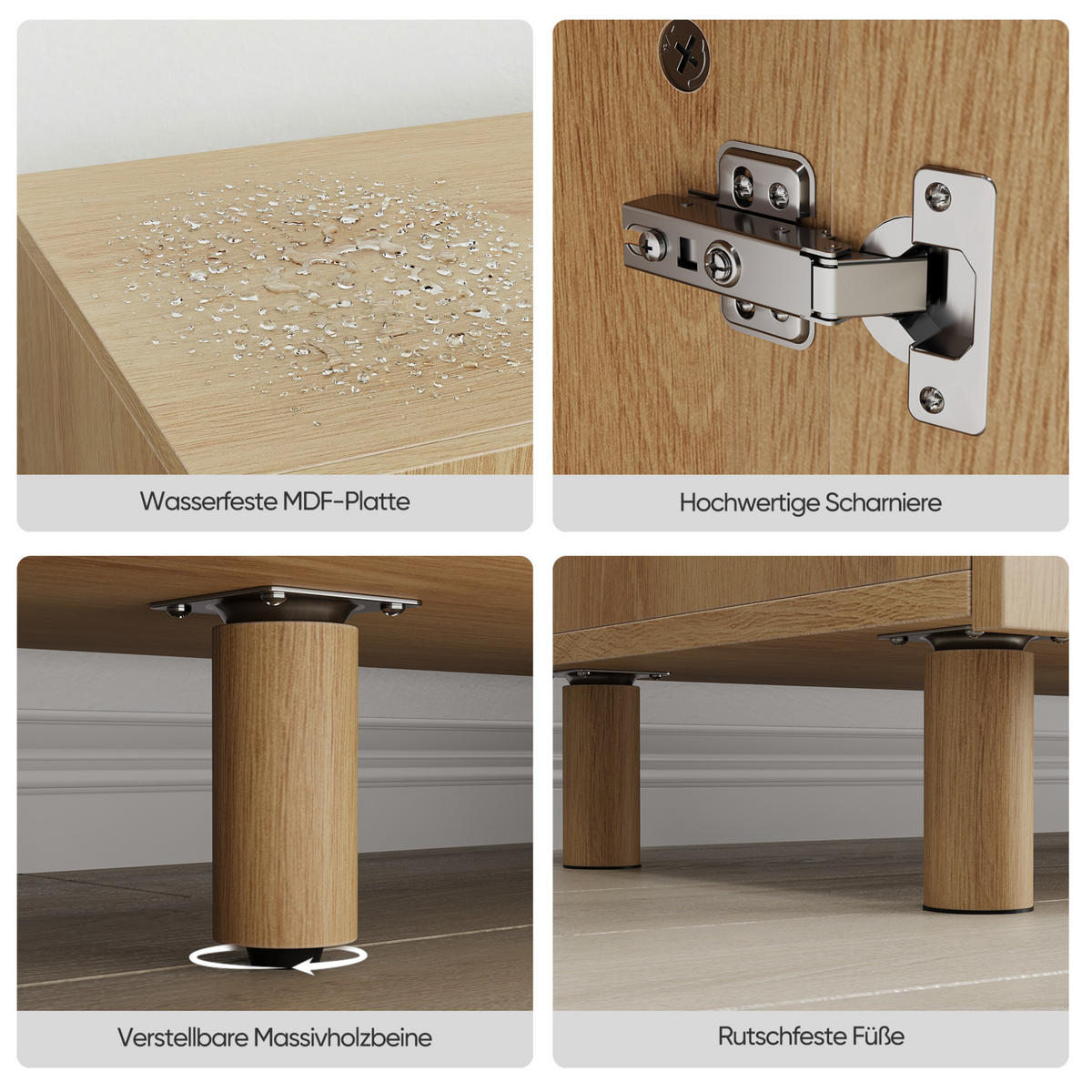 TV-LOWBOARD 140/40/48 cm eichefarben aus MDF mit Stauraum - Eichefarben, Holzwerkstoff (40/46/140cm) - OKWISH