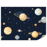 FOTOTAPETE für Kinderzimmer Märchen Galaxie Planeten Sterne 100x70 - Blau/Gelb, Papier (100/70cm) - Muralo