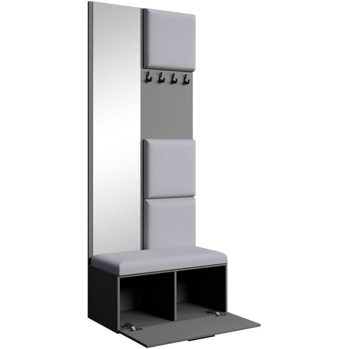 GARDEROBE Margaret III 81/203/43 mit gepolsterten Paneelen - Schwarz/Graphitfarben, Holzwerkstoff/Kunststoff (81/203/43cm) - Beautysofa