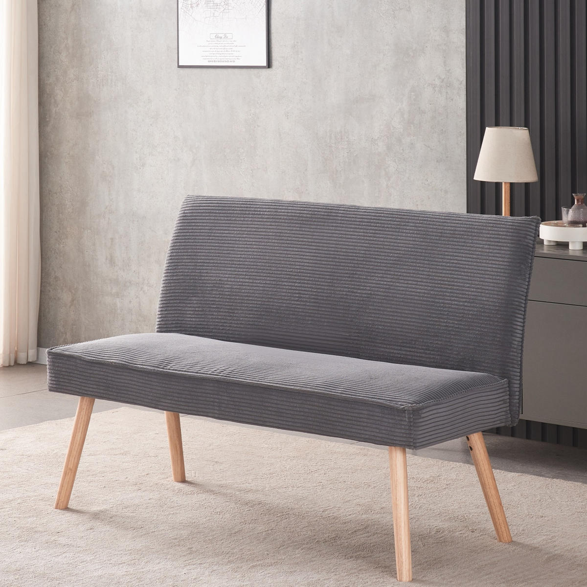 SITZBANK PAUL 140/63/90 cm Anthrazit - Anthrazit, Holz/Textil (140/90/63cm) - DUBI Möbel