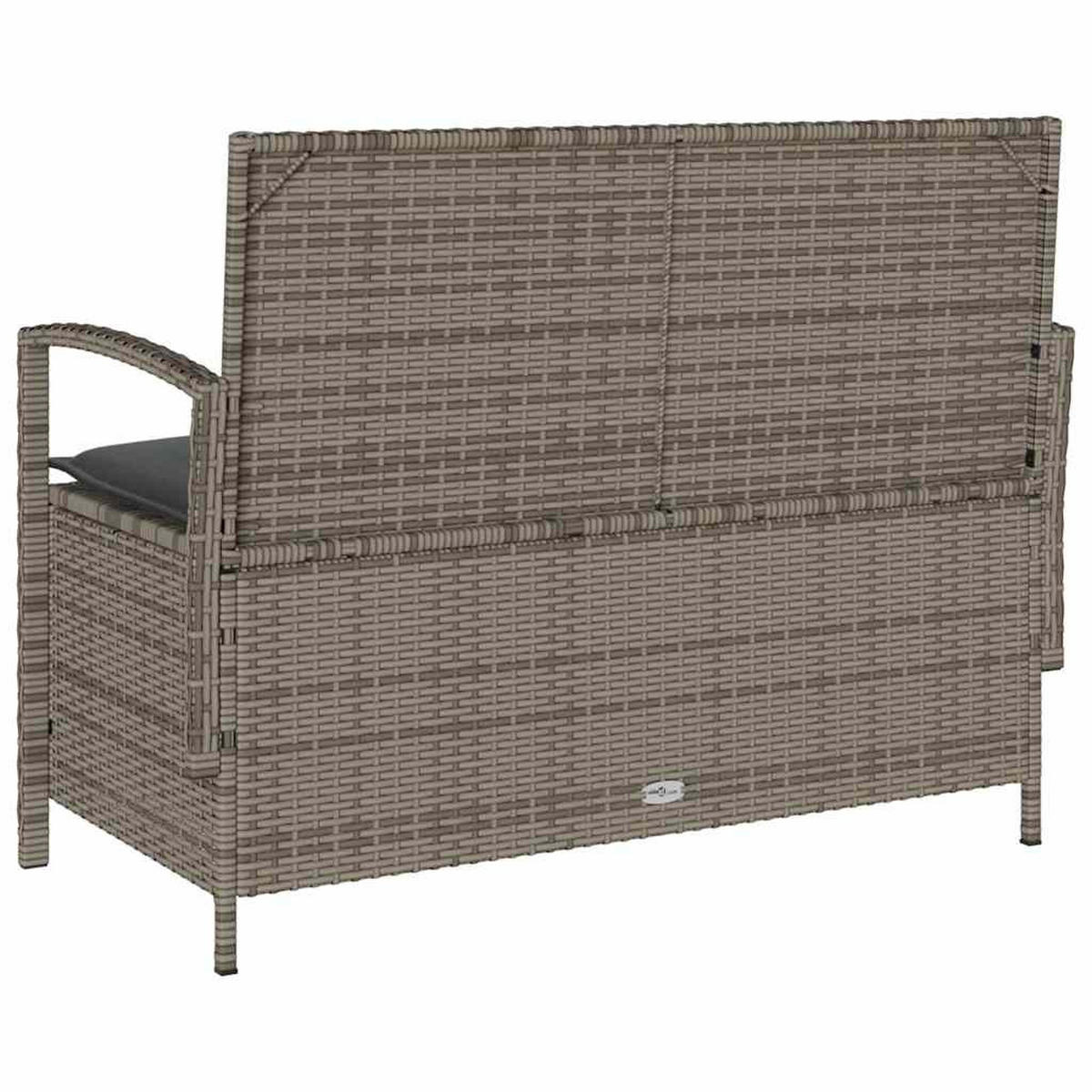 GARTENBANK Mit Stauraum Und Kissen Grau Poly Rattan - Grau, Kunststoff (56/87/111cm) - vidaXL