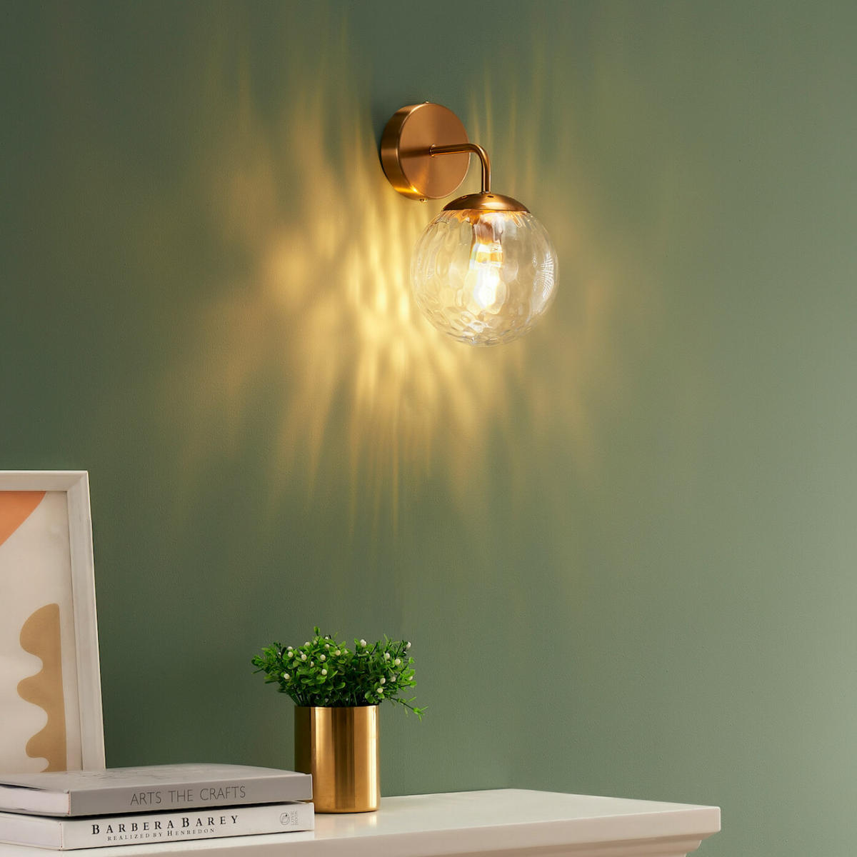 WANDLEUCHTE Winoa, Gold / Messing, 25cm - Goldfarben, Glas (15/25/18cm) - KOSILUM